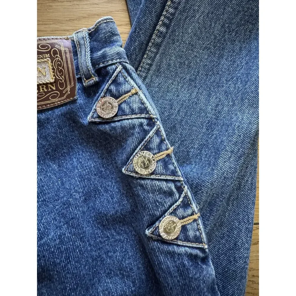 Vintage 90’s Lawman Western Slim Fit Straight‎ Leg Dark Blue Denim Jeans Size 1